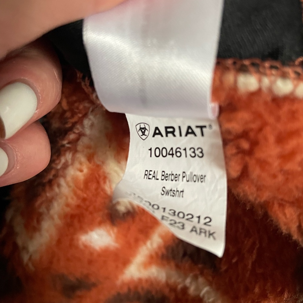 Ariat REAL Berber Women’s  Sz L Orange Aztec Geometric Sherpa Southwestern - Picture 6 of 7